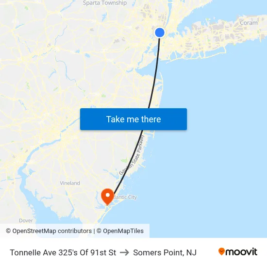 Tonnelle Ave 325's Of 91st St to Somers Point, NJ map