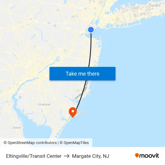 Eltingville/Transit Center to Margate City, NJ map