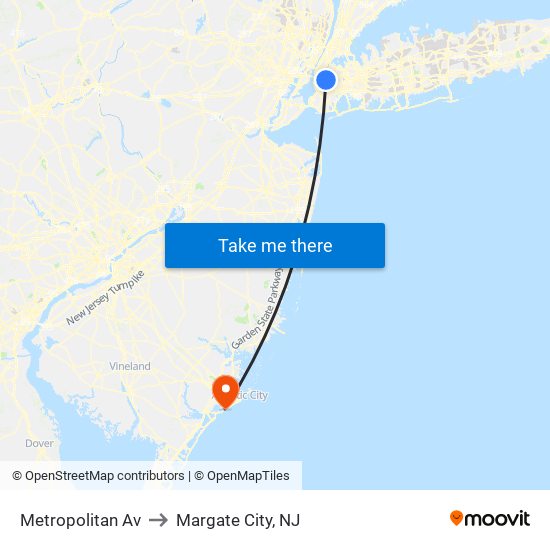 Metropolitan Av to Margate City, NJ map