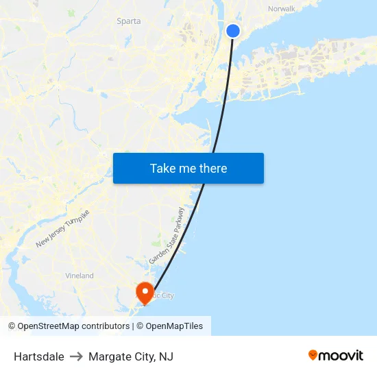 Hartsdale to Margate City, NJ map