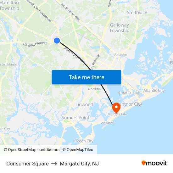 Consumer Square to Margate City, NJ map
