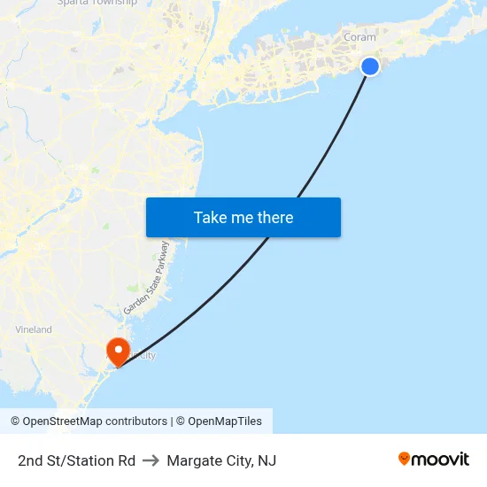 2nd St/Station Rd to Margate City, NJ map