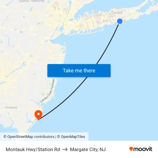 Montauk Hwy/Station Rd to Margate City, NJ map