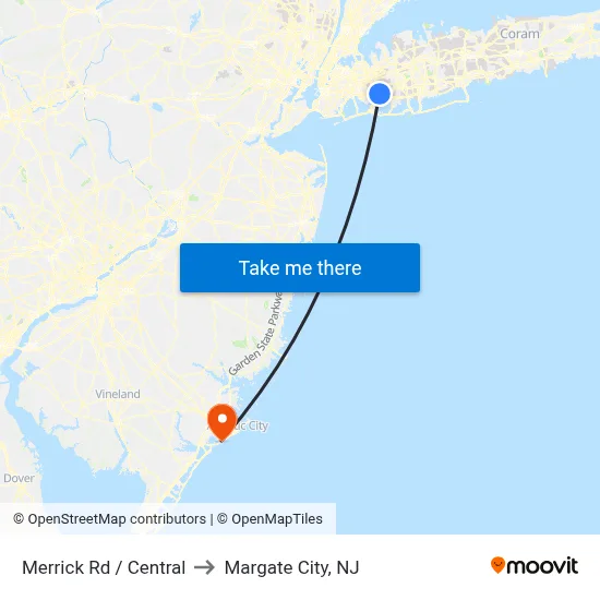 Merrick Rd / Central to Margate City, NJ map