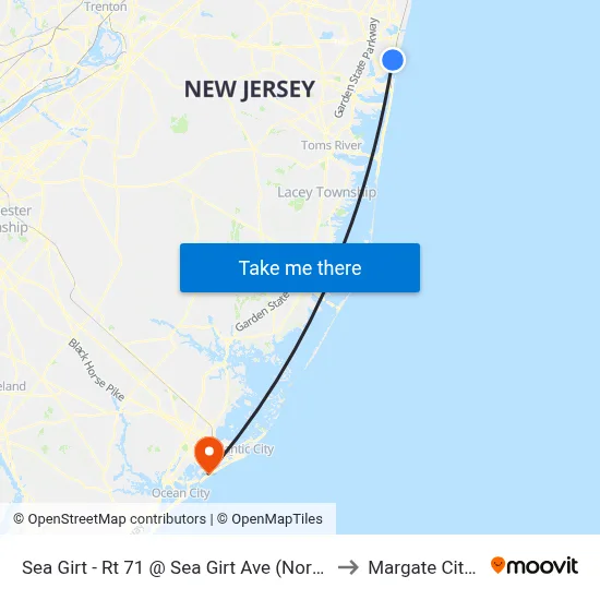 Sea Girt - Rt 71 @ Sea Girt Ave (Northbound) to Margate City, NJ map