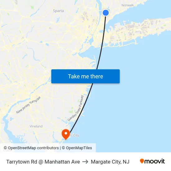 Tarrytown Rd @ Manhattan Ave to Margate City, NJ map