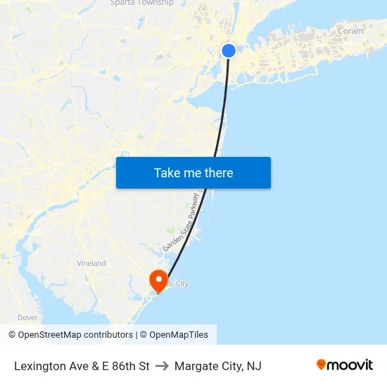 Lexington Ave & E 86th St to Margate City, NJ map