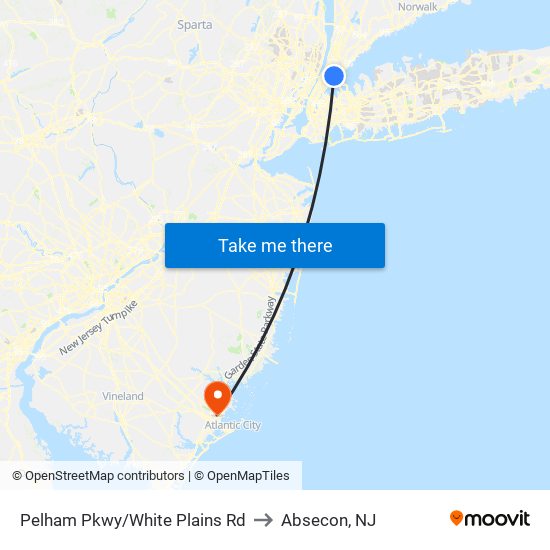 Pelham Pkwy/White Plains Rd to Absecon, NJ map
