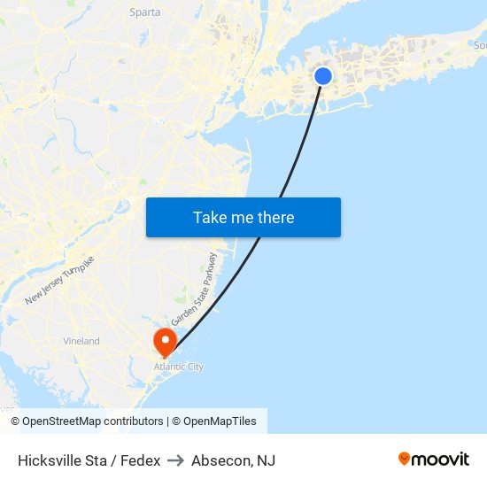 Hicksville Sta / Fedex to Absecon, NJ map