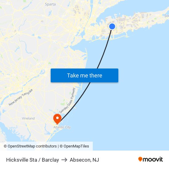 Hicksville Sta / Barclay to Absecon, NJ map