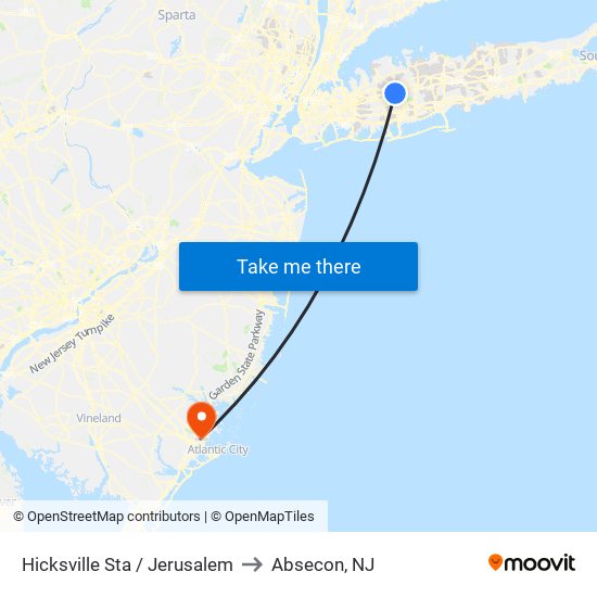 Hicksville Sta / Jerusalem to Absecon, NJ map