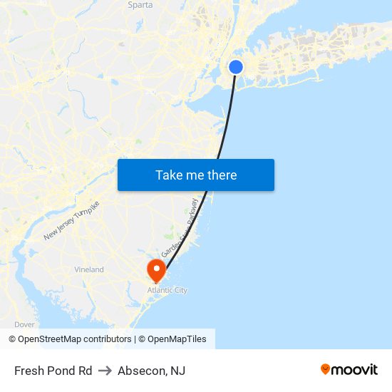 Fresh Pond Rd to Absecon, NJ map