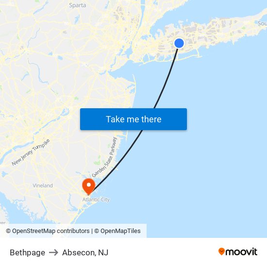 Bethpage to Absecon, NJ map