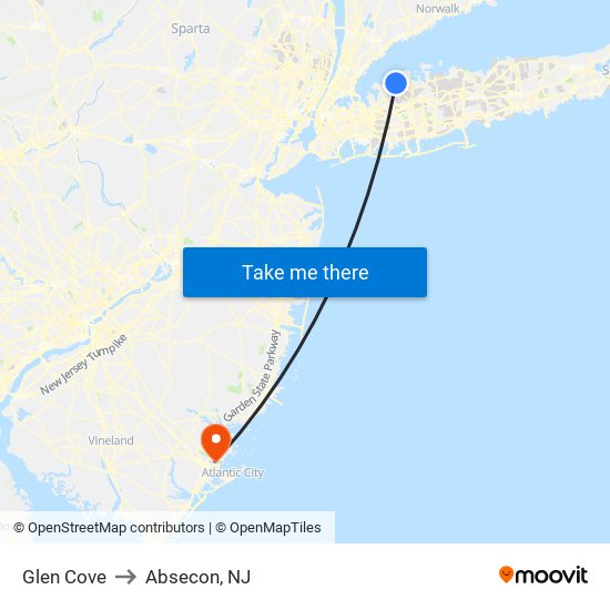 Glen Cove to Absecon, NJ map