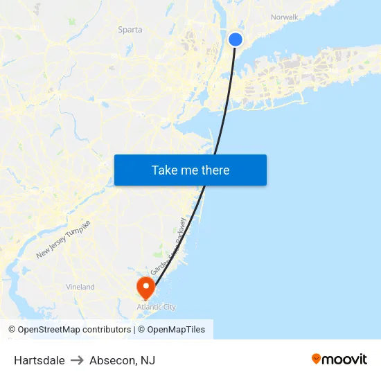 Hartsdale to Absecon, NJ map