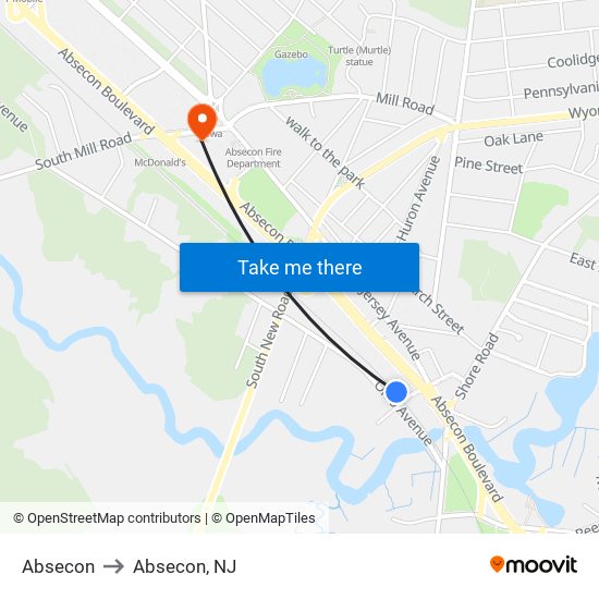 Absecon to Absecon, NJ map