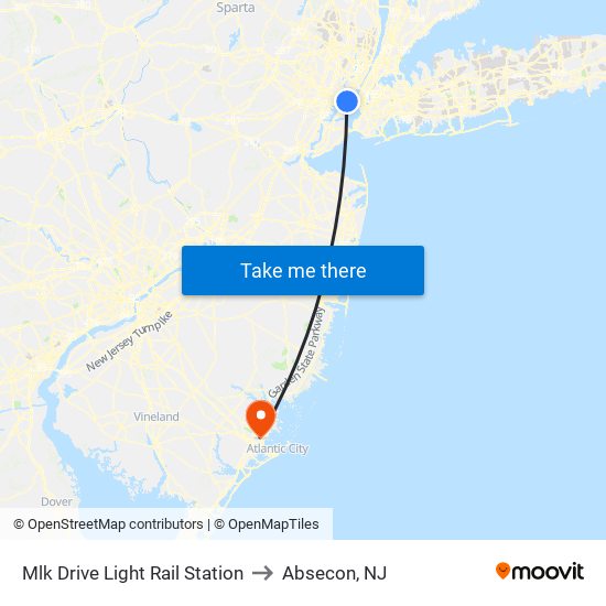 Mlk Drive Light Rail Station to Absecon, NJ map