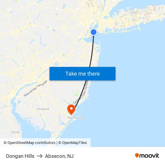 Dongan Hills to Absecon, NJ map