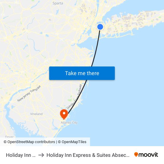 Holiday Inn Express to Holiday Inn Express & Suites Absecon-Atlantic City Area map