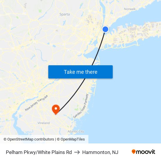 Pelham Pkwy/White Plains Rd to Hammonton, NJ map