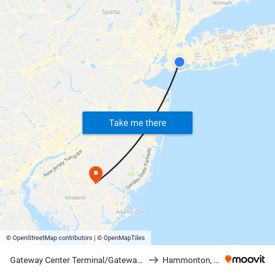 Gateway Center Terminal/Gateway Dr to Hammonton, NJ map