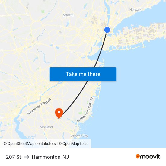 207 St to Hammonton, NJ map