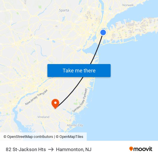 82 St-Jackson Hts to Hammonton, NJ map