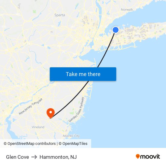 Glen Cove to Hammonton, NJ map