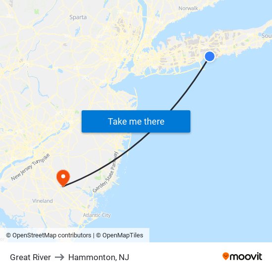 Great River to Hammonton, NJ map