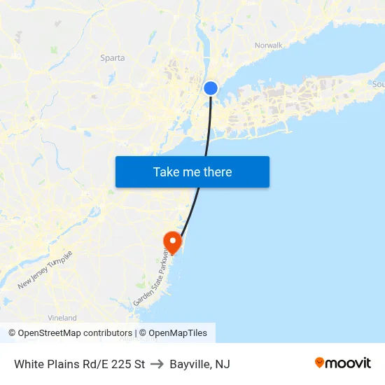 White Plains Rd/E 225 St to Bayville, NJ map