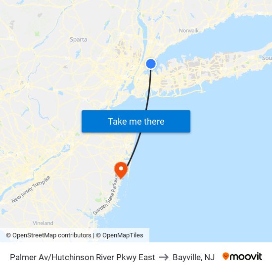 Palmer Av/Hutchinson River Pkwy East to Bayville, NJ map