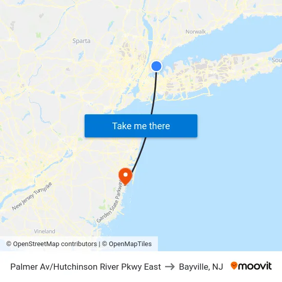Palmer Av/Hutchinson River Pkwy East to Bayville, NJ map