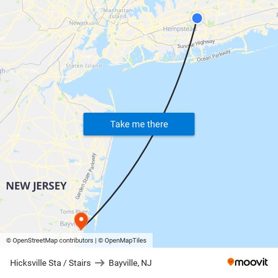 Hicksville Sta / Stairs to Bayville, NJ map