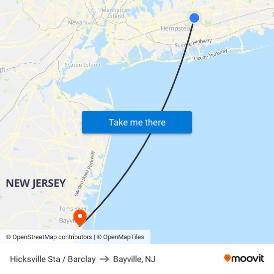 Hicksville Sta / Barclay to Bayville, NJ map