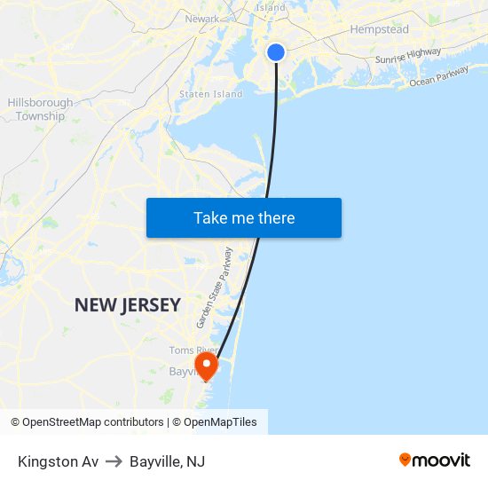 Kingston Av to Bayville, NJ map