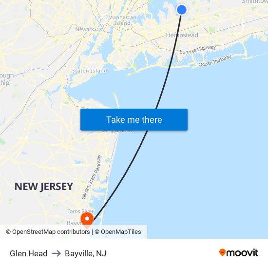 Glen Head to Bayville, NJ map