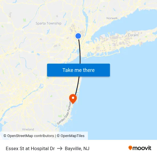 Essex St at Hospital Dr to Bayville, NJ map
