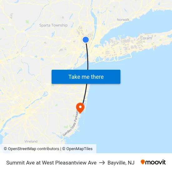 Summit Ave at West Pleasantview Ave to Bayville, NJ map