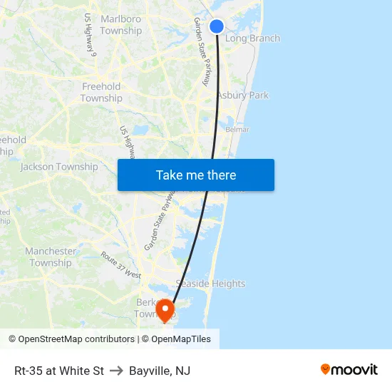 Rt-35 at White St to Bayville, NJ map