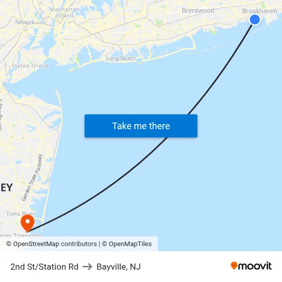 2nd St/Station Rd to Bayville, NJ map