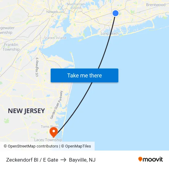 Zeckendorf Bl / E Gate to Bayville, NJ map
