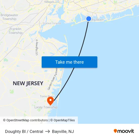 Doughty Bl / Central to Bayville, NJ map