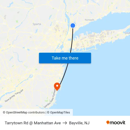 Tarrytown Rd @ Manhattan Ave to Bayville, NJ map