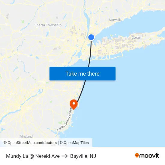 Mundy La @ Nereid Ave to Bayville, NJ map