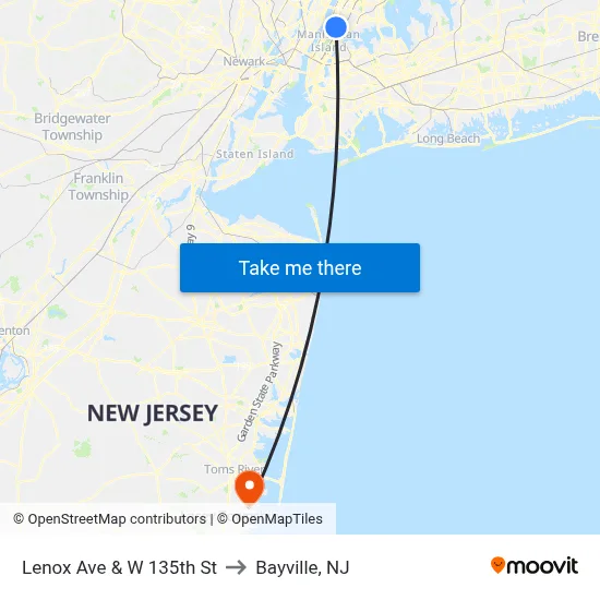 Lenox Ave & W 135th St to Bayville, NJ map