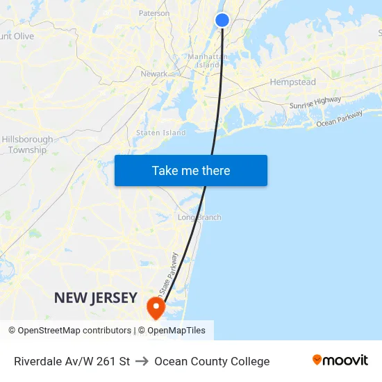 Riverdale Av/W 261 St to Ocean County College map