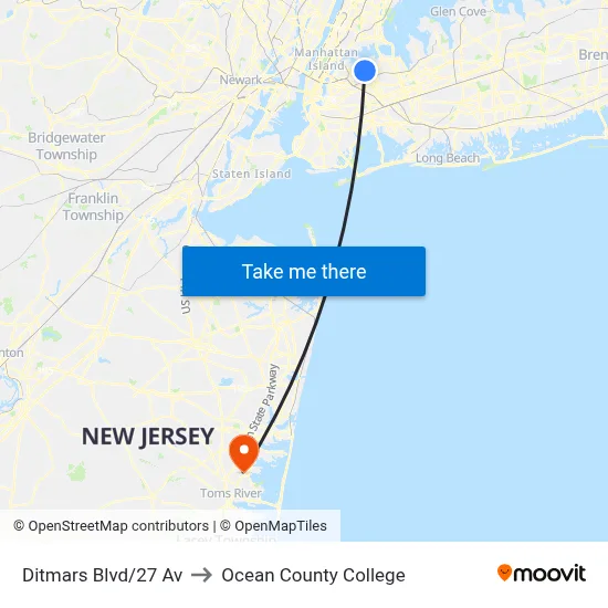 Ditmars Blvd/27 Av to Ocean County College map