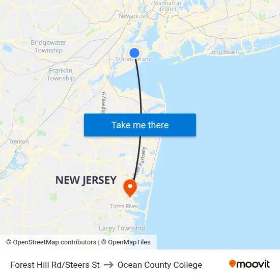 Forest Hill Rd/Steers  St to Ocean County College map