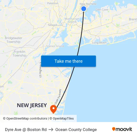 Dyre Ave @ Boston Rd to Ocean County College map