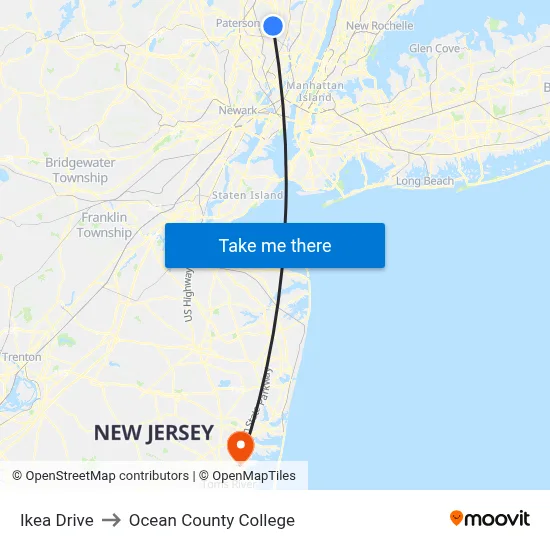Ikea Drive to Ocean County College map